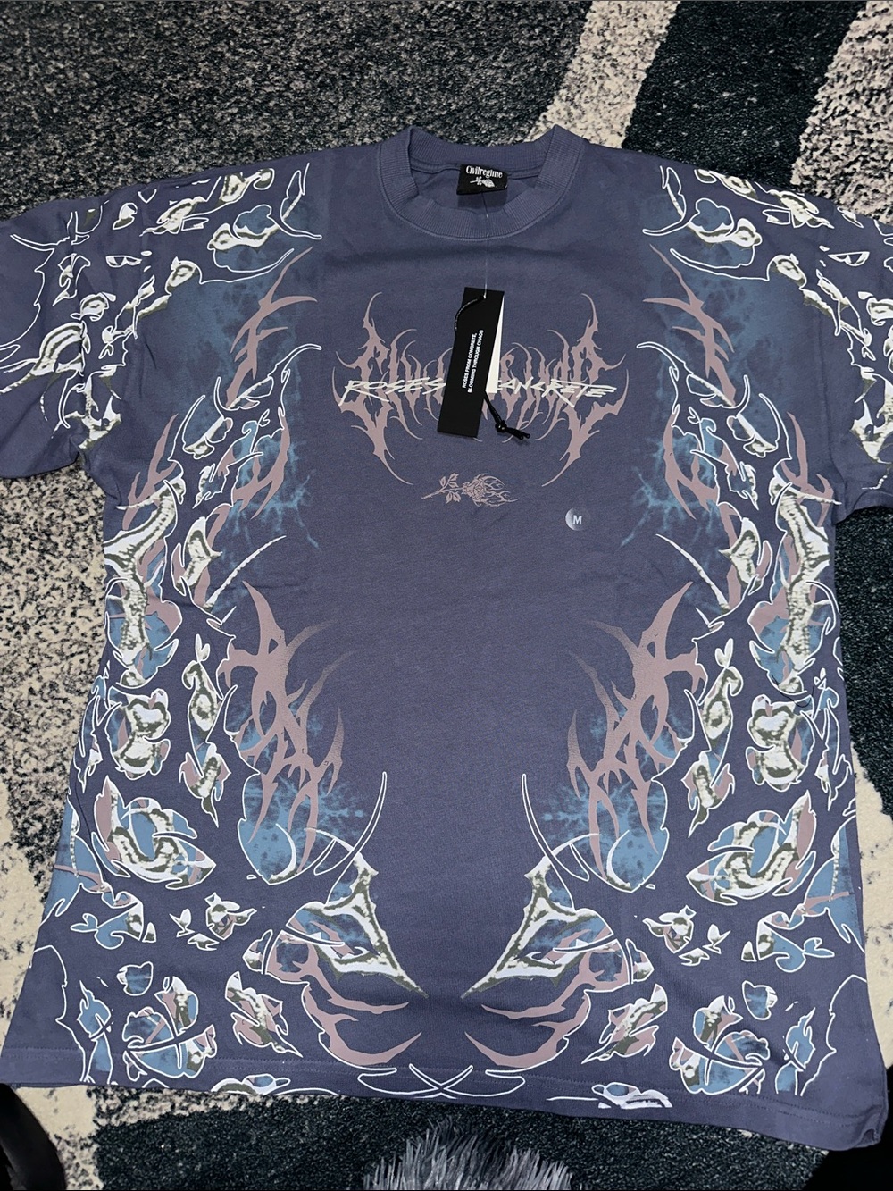 PacSun Vintage-Style Graphic Men's Tee in Slate Blue - Unknown Brand